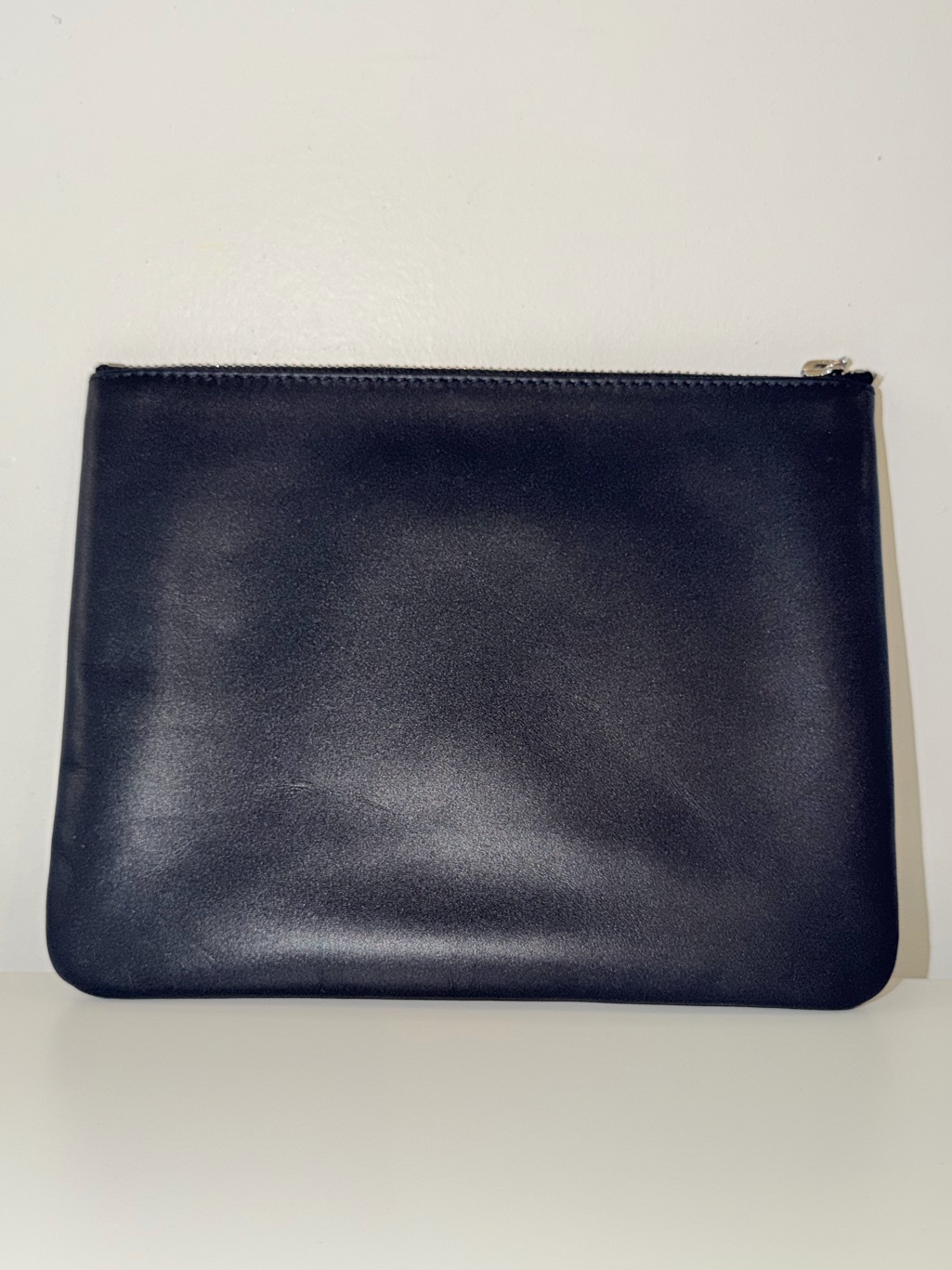 Royce New York Navy Blue Leather Zippered Travel Organizer Pouch
